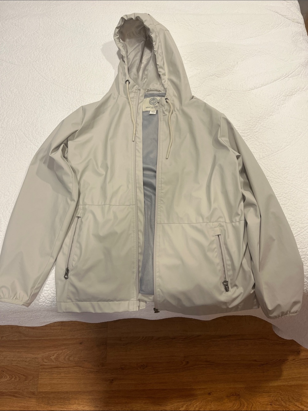 Weatherproof Light tan Hooded Rain Jacket for Women